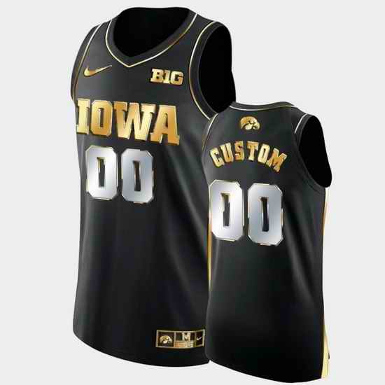 Men Women Youth Toddler Iowa Hawkeyes Custom Golden Edition Black Authentic Limited Jersey